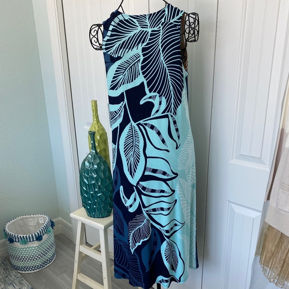NWT Chicos Midi Dress Blue Aqua Sz M - Picture 2 of 8
